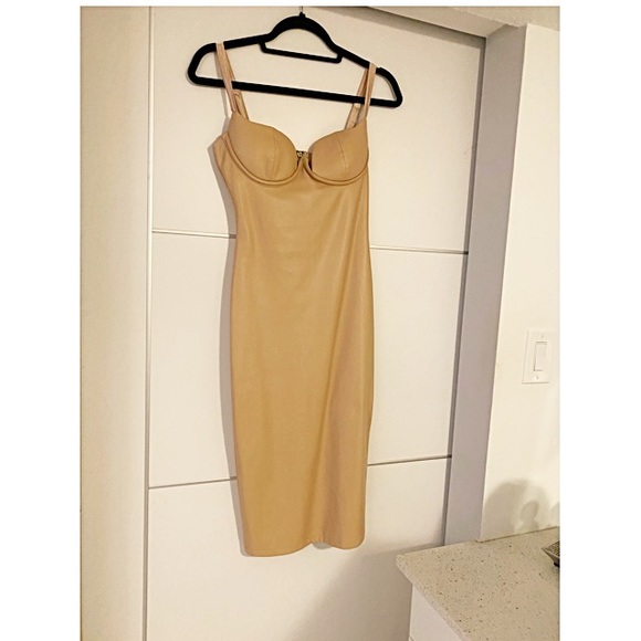 Faux Leather Bustier Midi Dress - Picture 2 of 3